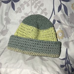 Cotton Roll Up Beanie (green n lime) (Handmade by Stitchezz by Nash) $25